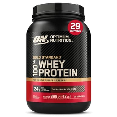 Optimum Nutrition Gold Standard 100% Whey, Proteine in Polvere, Gusto Doppio Cioccolato, 899g, 29 Porzioni, La Confezione Può Variare