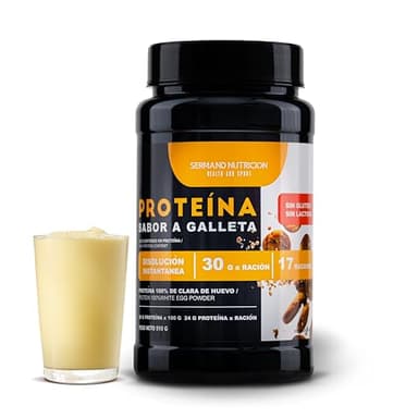 Proteine istantanee del chiaro d'uovo in polvere di biscotto (510g) | Proteine in polvere senza glutine | Proteine per massa muscolare | Proteine senza lattosio | 30g a porzione | 17 Dosi