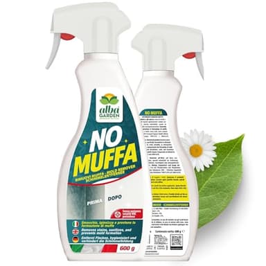Albagarden - No Muffa - Spray Antimuffa per Muri Interni ed Esterni, Alternativa Naturale alla Candeggina - Atossico, Rimuove e Previene la Muffa, Smacchia e Igienizza, Pronto all’Uso 600 g
