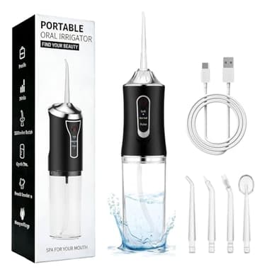 Idropulsore Dentale Portatile Denti, Water Flosser, Scovolino Denti, Irrigatore Orale 4 Modalità e 3 Intensità, Serbatoio da 230ml, Wasserdicht und Wiederaufladbar per Viaggi e Casa