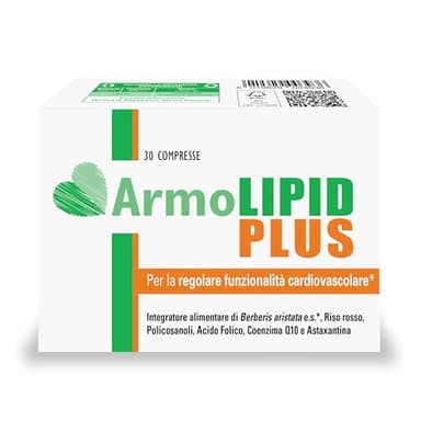 Armolipid Plus 30 Compresse, Integratore Alimentare con Berberis Aristata, Riso Rosso Fermentato, Acido Folico, Policosanoli, Coenzima Q10 e Astaxantina