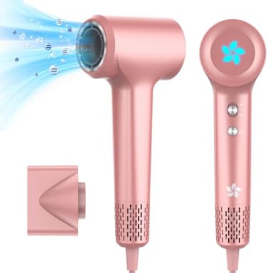 Asciugacapelli Ionico, 1500W Phon Capelli Professionale, Phon al Plasma da 400 Milioni, Motore brushless da 110.000 giri/min per Asciugatura Rapida, 57dB Rumore Basso per Viaggio e Domestico