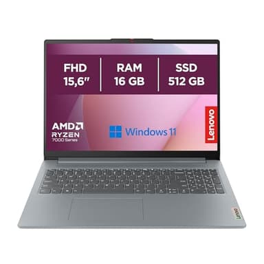 Lenovo IdeaPad Slim 3 Notebook 15,6” FHD (1920x1080), AMD Ryzen 5 7520U, RAM 16GB, 512GB SSD, Grafica Integrata, WiFi 6, Windows 11 Home - Arctic Grey