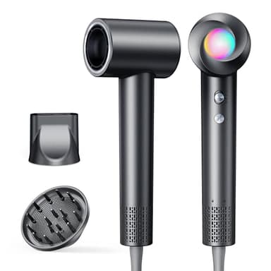 Haokoo Asciugacapelli Ionico Alta Velocità 150.000 RPM - Phon Capelli Professionale Leggero 365g, Asciugatura Rapida con Termo-controllo, 8 Temperature con Diffusore, Casa e Viaggio