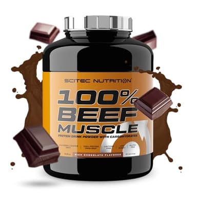 Scitec Nutrition 100% Beef Muscle, Bevanda aromatizzata di proteine in polvere con carboidrati, L-leucina ed edulcoranti, senza lattosio e glutine, a basso contenuto di zucchero, 3180 g, Cioccolato