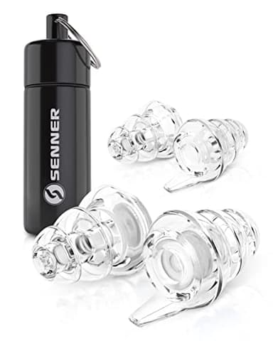 Senner MusicPro tappi per orecchie antirumore a protezione dell’udito con contenitore in alluminio. Ideali per musica, concerti, discoteca e festival, trasparente