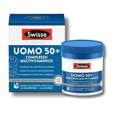 SWISSE Ultivit - Multivitaminico Completo Uomo 50+ con Magnesio Vitamine e Ferro per Supporto a Sistema Immunitario Adulti e Metabolismo Energetico, Integratori Alimentari Made in Italy, 30 Compresse