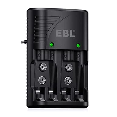 EBL 6802 Caricabatterie Universale, Carica Rapida per AA e AAA 9V Ni-MH Batterie Ricaricabili, Caricabatterie Intelligente con Indicatore LED