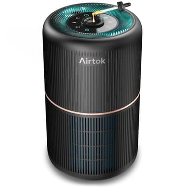 AIRTOK Purificatore Aria, Purificatore d'Aria per Allergie con Spugna Aromatica, Filtro H13 HEPA rimuove il 99,97% di polvere, polline e odori di animali domestici, con Luce notturna, 25dB