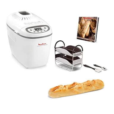 Moulinex OW6101 Home Bread Baguette Macchina del Pane, 1650 W, 1.5 kg, 16 Programmi Automatici, 3 Velocità, Schermo LCD, Macchina per Pane, Pizza, Pasta, Dolci, Marmellate, Ricettario Incluso
