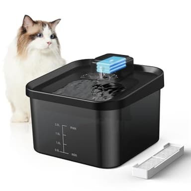 EVARY 2L Fontanella per Gati Fontana per Gatti Alimentata a Batteria da 4000 mAh, Fontanella per Gatti Senza Fili con Sensore a Infrarossi, Funziona Silenziosamente Senza Elettricità