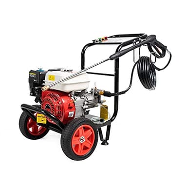 AMC Idropulitrice a scoppio motore ohv a benzina da 6,59 Cv di potenza comprensivo di lancia a spruzzo e 5 ugelli di erogazione pressione 200 bar adatto per fai da te e professionisti