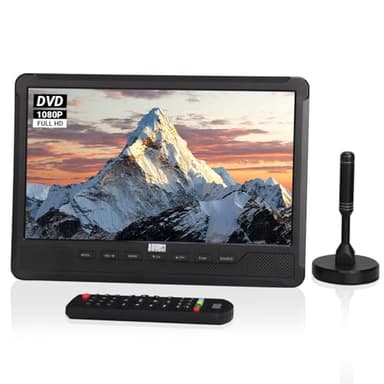 August DA383 10 Pollici TV Portatile con Lettore DVD Integrato, Registrazione HD TDT DVB-T2 Mini TV con Batteria Ricaricabile, CD/DVD/USB/SD, HDMI, AV - Aux out, Perfetto per Viaggi in Caravan e Casa