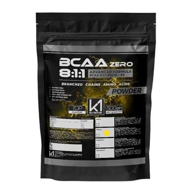 K1 NUTRITION - BCAA 8:1:1 Aminoacidi Ramificati in Polvere - Pre Workout Palestra - Integratori Alimentari con Vitamina B6 - Senza Glutine e Senza Lattosio - Gusto Thé alla Pesca - 500 gr