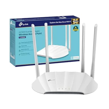 TP-Link TL-WA1801 Access Point Gigabit Wi-Fi 6 AX1800 Dual Band, Punto di Accesso, Modalità AP/Range Extender/Multi-SSID/Client, Passive PoE, Captive Portal, WPA3, Tecnologia MU-MIMO e Beamforming