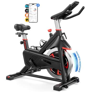 MERACH Cyclette da Casa con Resistenza Magnetica, Bicicletta da Appartamento Silenziosa con Sella Confortevole Migliorata, Schermo LCD, Supporto per Tablet, App Esclusiva, Capacità Massima 136 kg