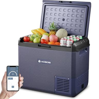 AAOBOSI Frigo Auto 60L, Frigo da Campeggio Doppia Zona con Controllo APP, 12V/220V, IPX4 Impermeabile, -20°C a 20°C – Ideale per Auto, Camion, Camper, Barca & Presa di Corrente