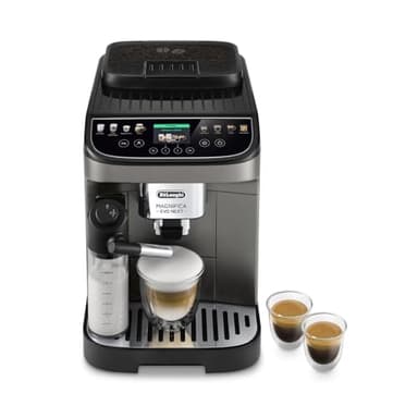 De'Longhi Magnifica Evo Next ECAM312.80.TB, Macchina Caffè Automatica con Monta Latte Automatico, Macchina Caffè Chicchi per Caffè e Cappuccino con Display Touch Intuitivo, 1450W, Nero/Titanio