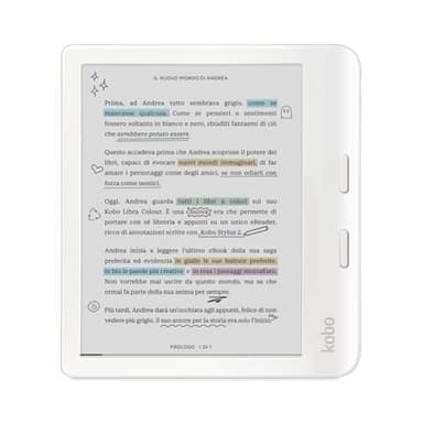 Kobo Libra Colour | eReader | Display antiriflesso a colori E Ink Kaleido™ 3 da 7” | Modalità Scura| I Audiolibri | Impermeabile (Bianco)