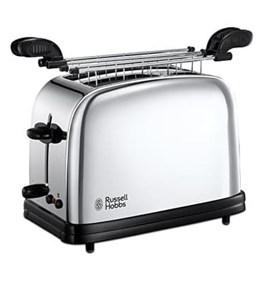 Russell Hobbs Tostapane con Pinze - Per Toast Farciti o Sandwich - 2 Fette - Acciaio Inox Lucidato; Fessure per toast extra larghe; 6 livelli di doratura; Scongelamento, 1200 W, Victory 23310-57