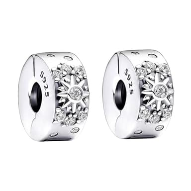 Ceeyoll 2 Pezzi Clip Charm Compatibili Bracciale,Charm Originale Offerta, Char Donna, Bead Ciondolo,Clip/Stopper Char perfetto Regali per Moglie e Ragazze.