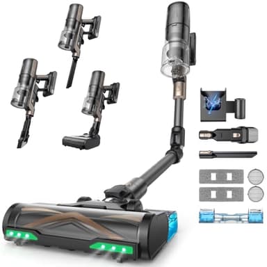 Proscenic P20 Aspirapolvere Senza Fili Potente 680W/70 Min/70000Pa, Scopa Elettrica Senza Fili con Bacchetta Pieghevole, Spazzola Antigroviglio, Aspirapolvere Lavapavimenti, per Pavimenti/Tappeti