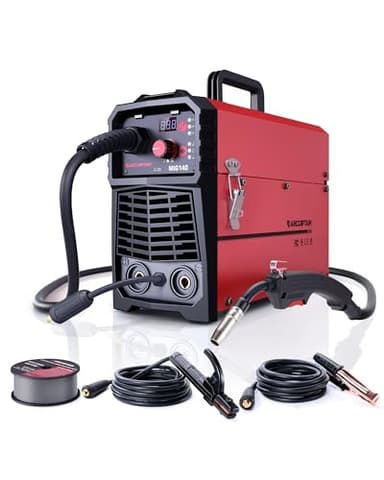 ARCCAPTAIN Saldatrice MIG MAG a Gas Inerte IGBT 140A AC230V Saldatrice a Filo Continuo 5 in 1 con filo animato (FCAW) /MMA E-Hand/Lift TIG con avanzamento filo sinergico e 1 kg di filo animato 0,8 mm
