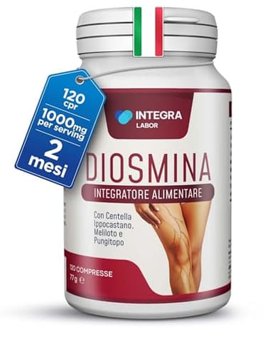 DIOSMINA ESPERIDINA [1000mg Dose Giornaliera] 120 CPR - Integratore Vene Varicose e Gambe Pesanti, Capillari Rotti, Circolazione e Microcircolo - Complex Forte ad Alto Dosaggio