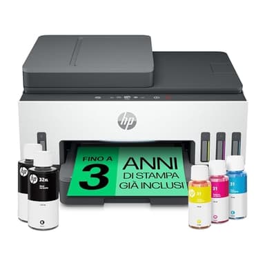 HP Smart Tank 7605 28C02A, Stampante Multifunzione a Colori, Serbatoio d'Inchiostro ad Alto Volume di Stampa, Fino a 12000 Pagine (Nero) e 8000 Pagine (Colore), F/R Automatica, Wi-Fi, Grigia