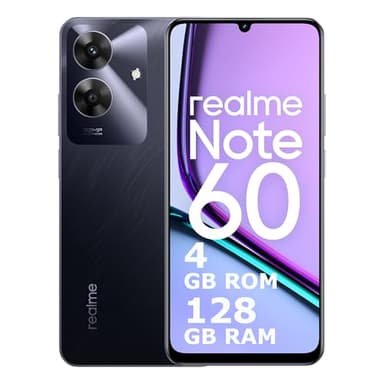 realme Note 60 Smartphone 4+128 GB, garanzia di fluidità ArmorShell di 48 mesi, fotocamera da 32 MP, display Eye Comfort da 90 Hz, mini Capsule 2.0, batteria da 5000 mAh, black t(nessun adattatore)