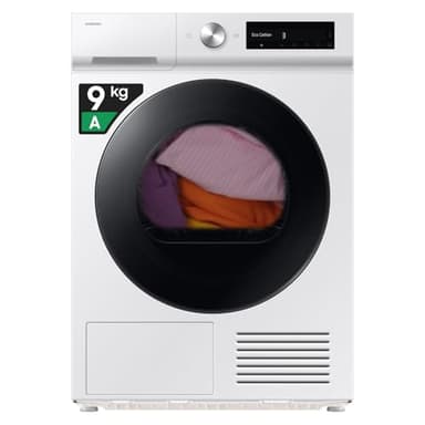 Samsung Asciugatrice Bespoke AI DV90DB7845GW/U3, 9 kg, Pompa di Calore, Wifi, Sensore Optimal Dry, Quick Drive, Display AI Control, Carica Frontale, 60L x 85H x 60P cm