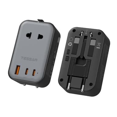 Adattatore Universale da Viaggio con 2 USB C PD 20W e 1 USB A, TESSAN Worldwide Travel Adapter, Adattatore Presa Inglese, Spina da Viaggio Adattatore per Americana Australia Thailandia Giappone