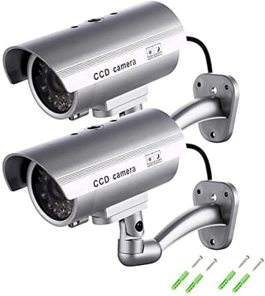 TEMPO DI SALDI 2 Telecamere Di Sorveglianza Finte Da Esterno Luce Led Lampeggiante Infrarossi