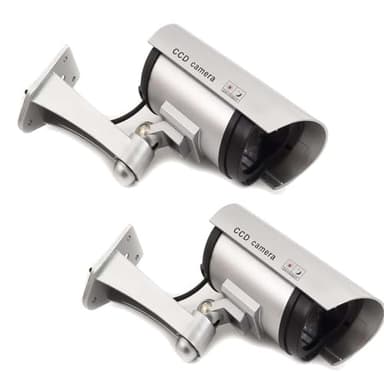 GC GLOBALCOMMERCE Kit da 2 Telecamere Finte di Sorveglianza per Uso Esterno Fittizie con LED Rosso Lampeggiante Design Professionale