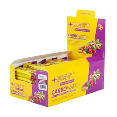 Carbowatt+ Barretta Energetica a Base di Carboidrati con Maltodestrine e Fruttosio - Barretta ad Azione Pro-energetica per il Breve e Lungo Termine - Gusto Arachidi - Box 20 pezzi 40g