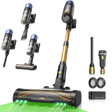 Proscenic P15 Aspirapolvere Senza Fili 580W 70 Min 55Kpa Scopa Elettrica Senza Fili Potente Autonomia Asta Telescopica Regolabile Design Autoportante Tecnologia GreenEye per Pavimenti e Tappeti