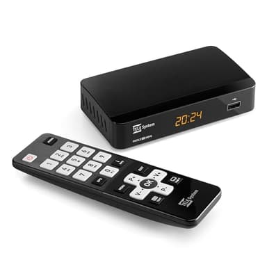 TELE System Decoder Digitale Terrestre FACILE - Tuner DVB-T2 HEVC a 10 bit, Lettore Multimediale USB, Facile Collegamento HDMI e SCART - Autoscan e LCN per Ordinare Canali in Modo Autonomo