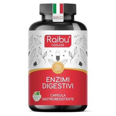 Enzimi Digestivi - Alta Concentrazione di Enzimi: Amilasi, Proteasi, Lattasi, Lipasi, Bromelina, Papaina - Capsule Gastroresistenti - Con Probiotico - 90 Capsule Vegane, Senza Additivi
