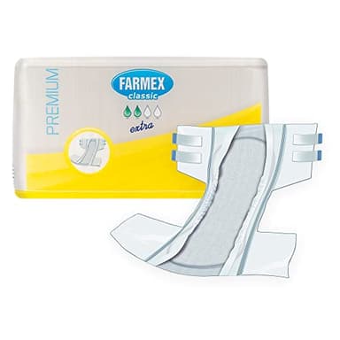 Farmex - Pannolone PREMIUM per Incontinenza per Adulti - Dermatologicamente Testato, Latex-Free, Anallergico, Atossico, Doppio Strato Assorbenza EXTRA - Taglia XL - 30 Pezzi