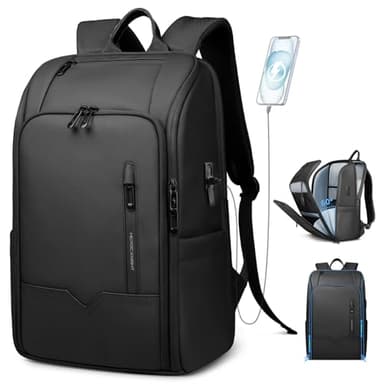 HEROIC KNIGHT Zaino Uomo Elegante per Laptop da 16 pollici con Porta USB Bagaglio a Mano Zaino Porta pc Impermeabile Grande Capacità Antifurto per Business Lavoro Viaggi Università-Nero