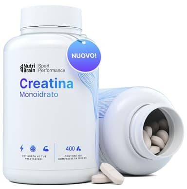Creatina Monoidrata 3000 mg – 400 compresse | Migliora la forza, la massa muscolare, l'endurance, il recupero, l'energia e l'agilità mentale | Vegana, Senza Glutine, Senza OGM | Per Uomo e Donna