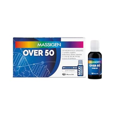 Massigen - Tonico Over 50, Integratore Energetico per Over 50 con Sambuco e Schizandra, Per Sostenere il Benessere Fisico e Mentale, 10 Flaconcini da 25 ml, Senza Glutine