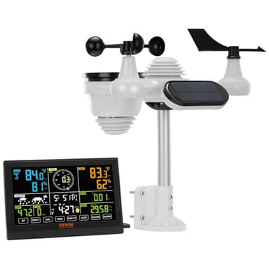 VEVOR Stazione Meteorologica Wireless Solare Interni Esterni Schermo a Colori 7,9 Pollici Funzione 7 in 1, Stazione Meteo Display 7,9 Pollici Distanza di Trasmissione da 150m, Stazione Meteo Solare