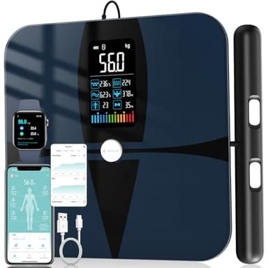 Bilancia Pesapersone Digitale 8 Sensori, Lepulse P1 Bilancia Impedenziometrica Professionale, Smart Bilancia Massa Magra e Grassa, 20 Indici, Bluetooth, Ampio Display con App