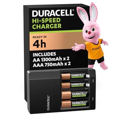 Duracell Caricabatterie Rapido 4 Ore - Confezione da 1 | Caricatore Universale per Pile AA, AAA, Ricarica Veloce e Sicura