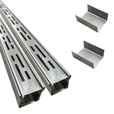 SXSJMY Piccolo Canaletta Scolo Acqua Piovana Acciaio Inox 304, Largo 3,5 cm, Lungo 2 m - Canalina Lineare per Terrazza, Piscina, Marciapiede - Kit con Griglia di Scolo e Connettore