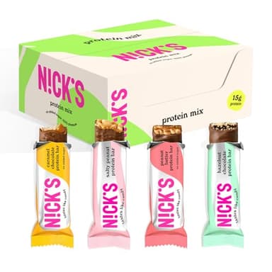 NICKS Mix di Barrette Proteiche, Keto Proteico Snack Bar 4g Net Carbs, 15g Proteine di 5g Collagene Senza Zucchero Aggiunti Low Carb Barretta Senza Glutine (9 Protein bars x 50 g)