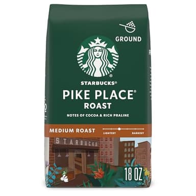 Starbucks Medium Roast Ground Coffee - Pike Place Roast - 100% Arabica - 1 borsa (18 once)