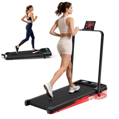 Tapis Roulant Elettrico 4 in 1 Pieghevole – Inclinazione 9%, 2,5 HP Motore Silenzioso, Sistema di Ammortizzazione, 8 km/h, Schermo LED, Compatto per Casa & Ufficio