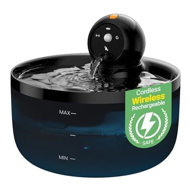 Fontanella per Gatti senza Fili: Fontana per Gatti a Batteria - 2.6L Fontanella Gatto con Sensore di Movimento - Dispenser Acqua Gattis Ricaricabile - Distributore Acqua Cani con Pila - Nero